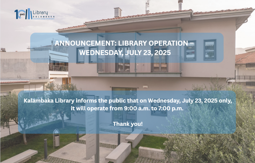 On Wednesday, July 23, the Library's opening hours will be from 9:00 a.m. to 7:00 p.m.